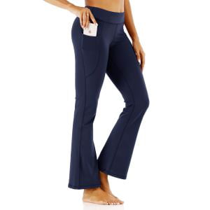 linlon Womens Bootcut Yoga Pants Side Pockets High Waist Bootleg Pants Tummy Control Workout Flare Pants 